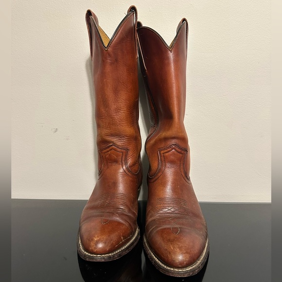 Vintage Frye Western Boots Mens Size 8.5D Brown Leather Cowboy 2356 Pull On - Picture 2 of 9